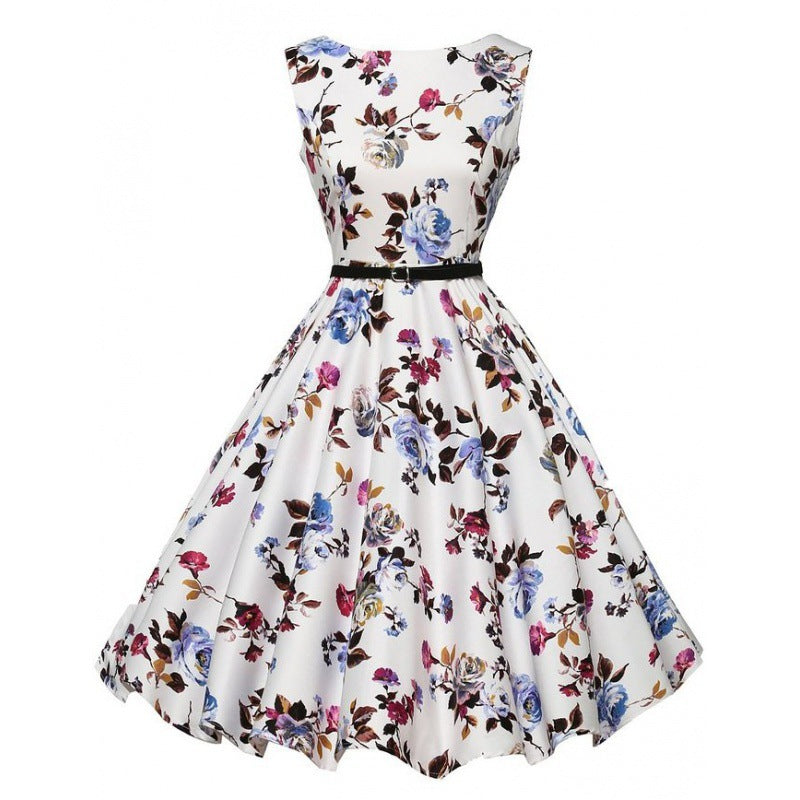 Damen Swingkleid mit floralen Mustern und schwingendem Rock Drune