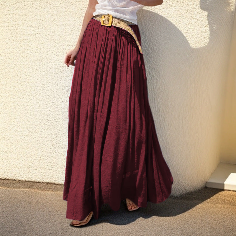 Damen Maxi-Rock mit fließendem Schnitt und elastischem Taillenbund Drune