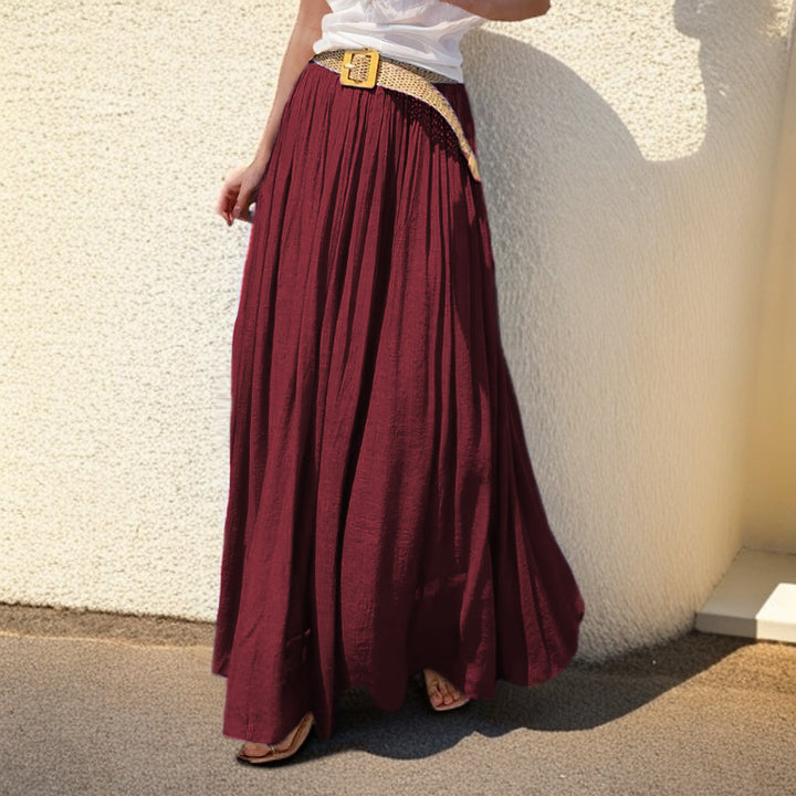 Damen Maxi-Rock mit fließendem Schnitt und elastischem Taillenbund Drune