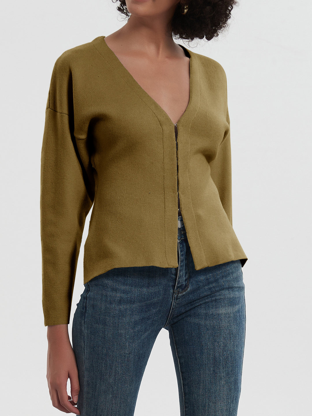 Damen Modischer V-Ausschnitt Cardigan Drune
