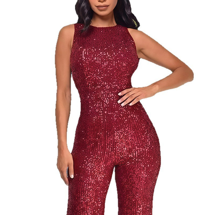 Damen Glamouröses Jumpsuit mit Paillettenbesatz und figurbetonter Silhouette Drune