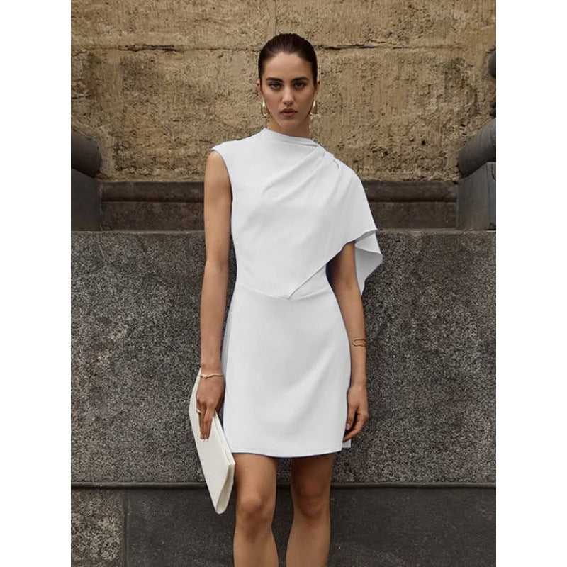 Damen elegantes Wickelkleid mit asymmetrischem Saum und raffinierter Drapierung Drune