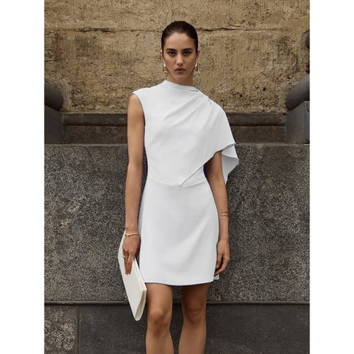 Damen elegantes Wickelkleid mit asymmetrischem Saum und raffinierter Drapierung Drune