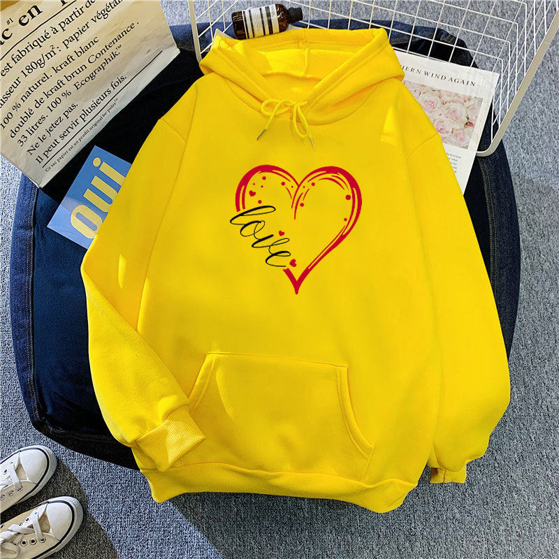Damen Kapuzenpullover mit romantischem Herz-Design und hochwertigem Fleece Drune