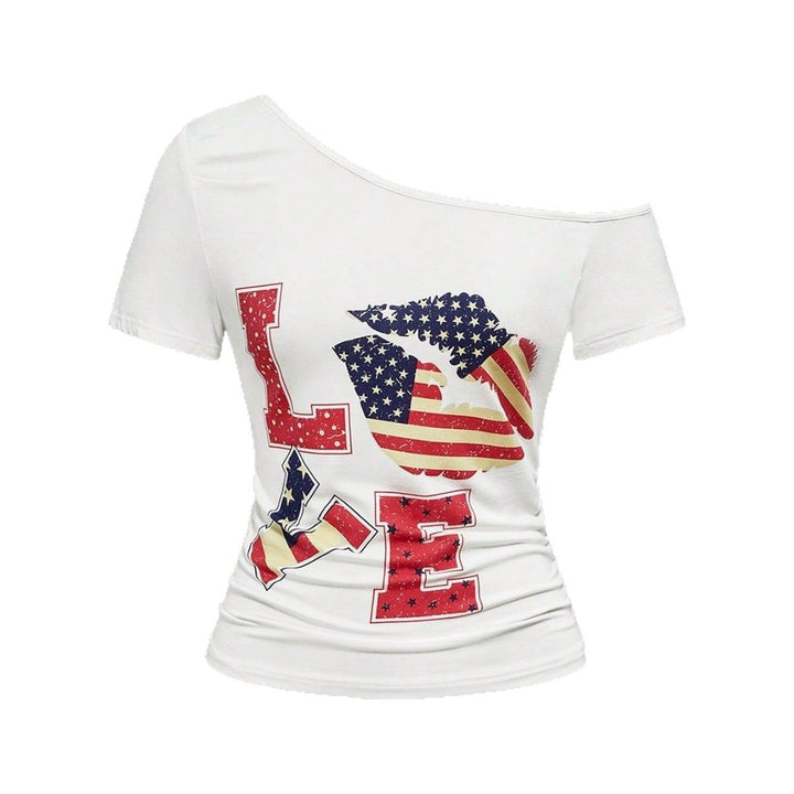 Damen Modisches Shirt mit großzügigem Ausschnitt und einzigartigem Grafikdesign Drune
