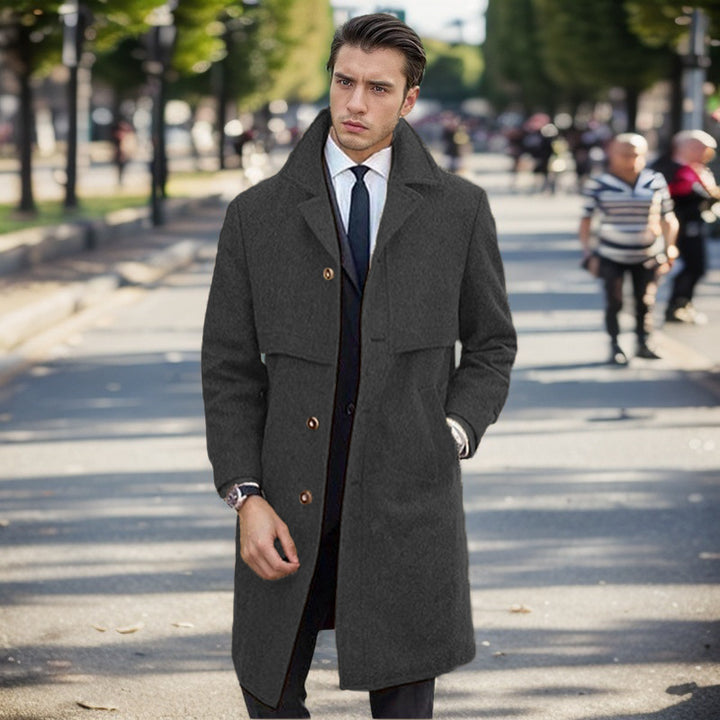 Herren urbaner Wollmantel mit asymmetrischem Schnitt Drune