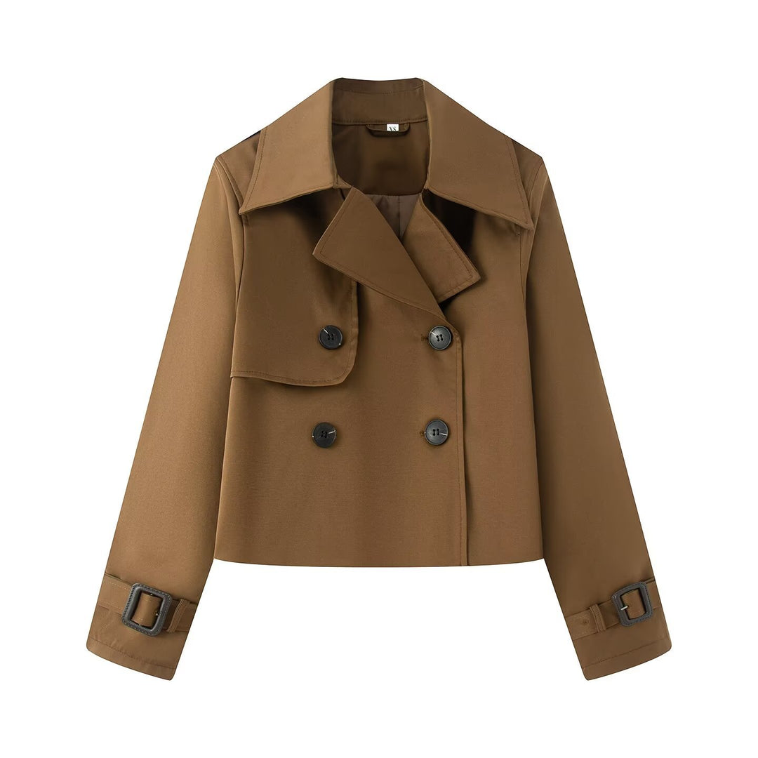 Damen elegante Trenchcoat-Jacke mit klassischen Details Drune