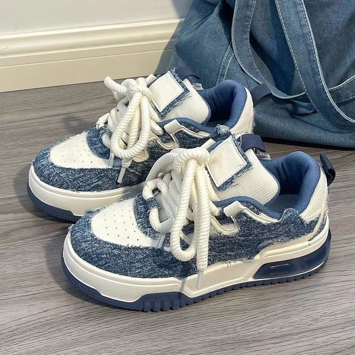 Damen Coole Jeans Sneakers mit verstärktem Fersenbereich und dämpfender Sohle Drune