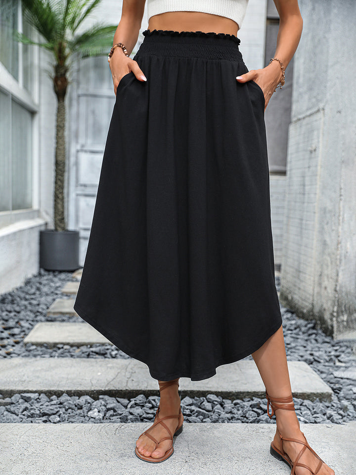 Damen Midirock mit elastischem Bund und praktischen Seitentaschen Drune