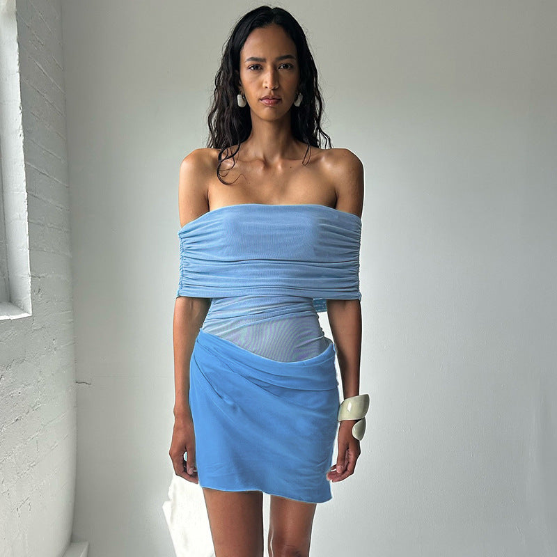 Damen Offshoulder Minikleid mit innovativem Drapierungsdesign Drune