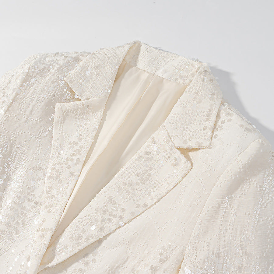 Damen dekorierte Blazerjacke mit glänzenden Pailletten Drune