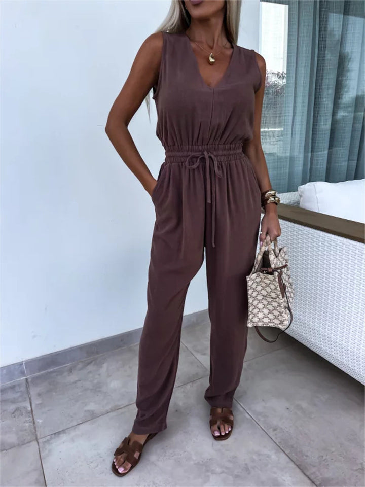 Damen komfortabler Jumpsuit mit elastischem Taillenzug Drune