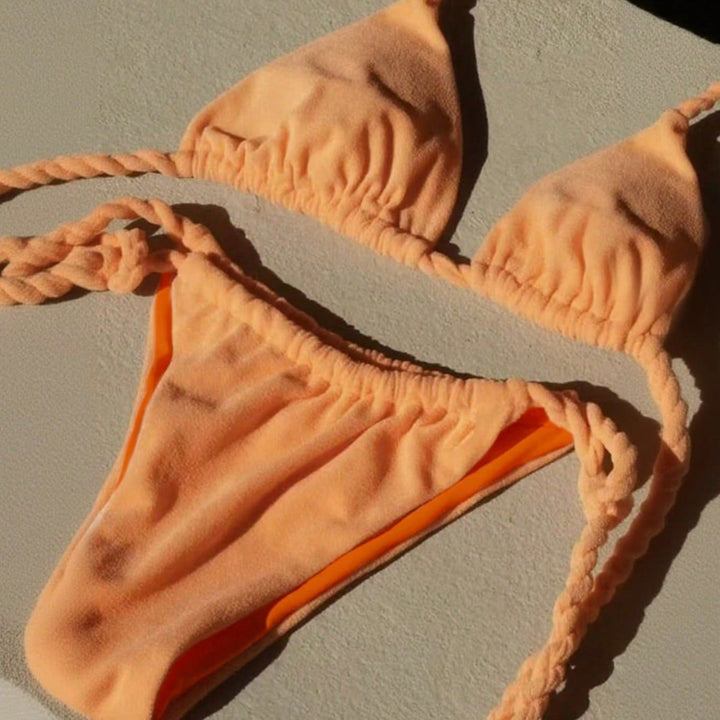 Damen Triangel-Bikini mit gerafften Details Drune