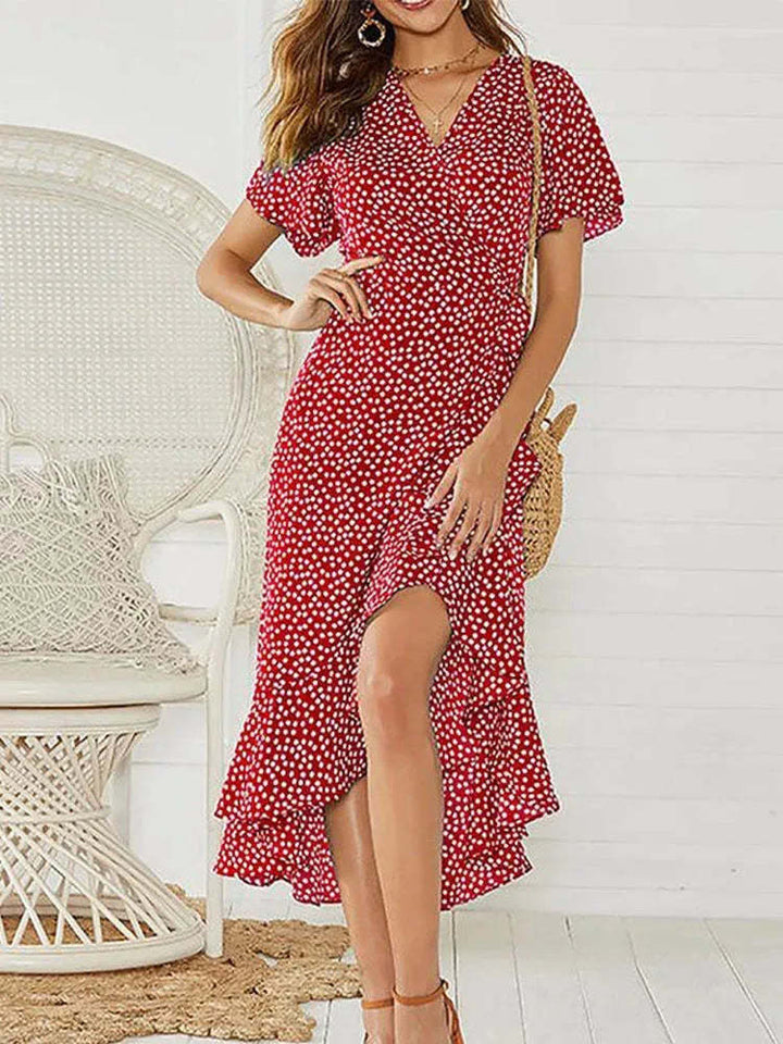Damen Maxikleid mit floralem Design und schwingendem Saum Drune