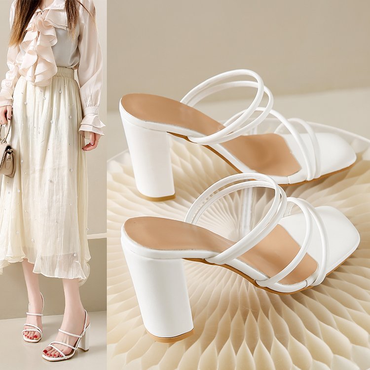 Damen offene High-Heel-Pantoletten mit modischem Riemchen-Design Drune