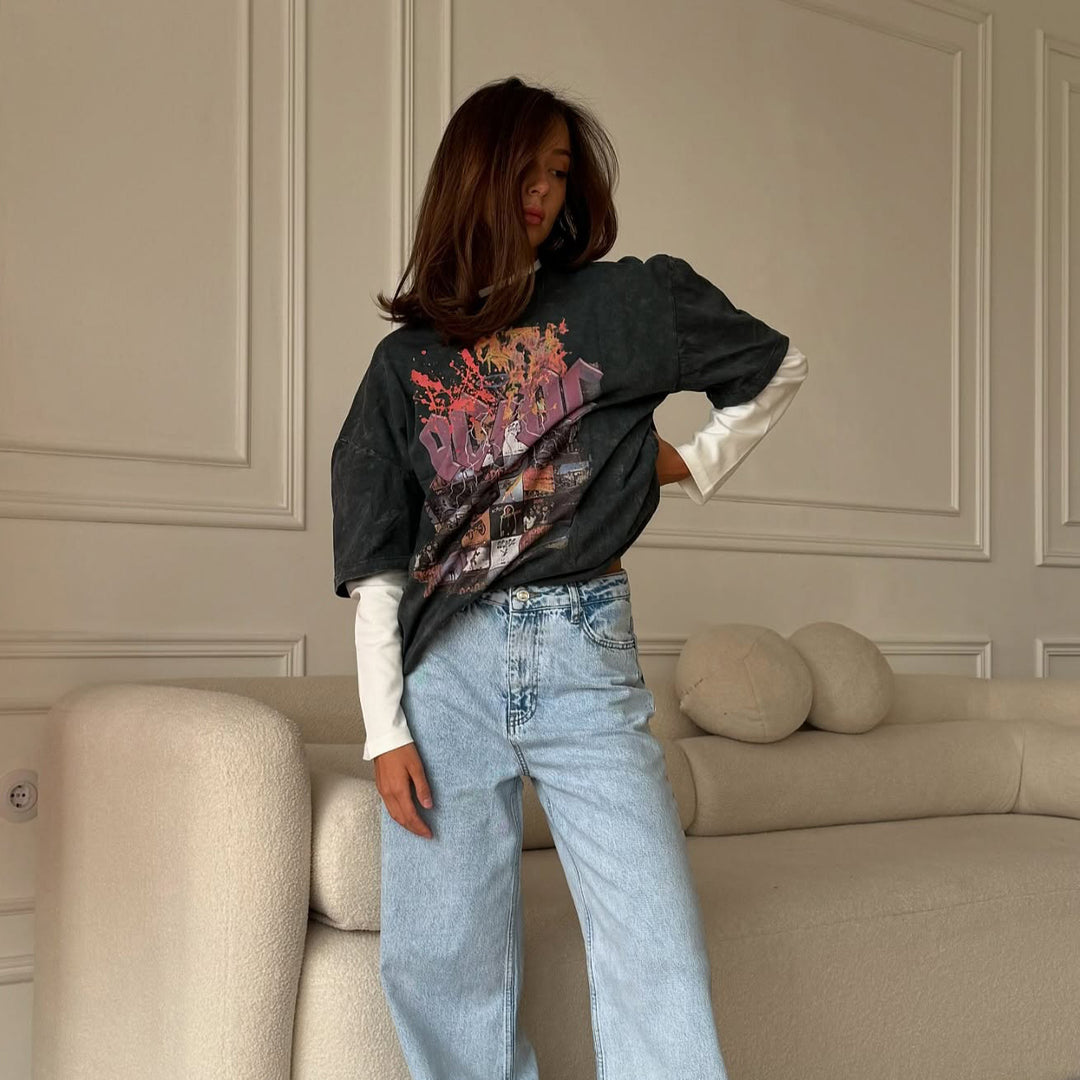 Damen bequemes Oversized T-Shirt mit lässigem Schnitt und einzigartigem Finish Drune