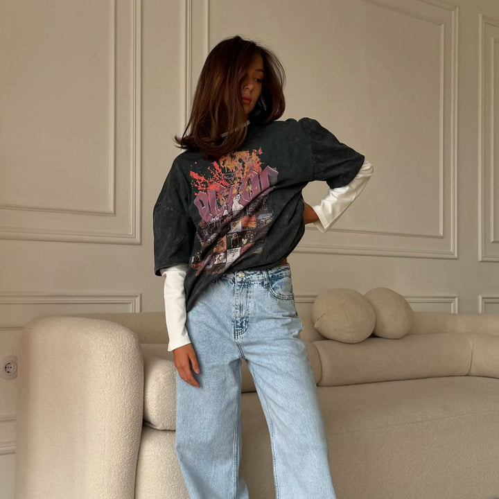 Damen bequemes Oversized T-Shirt mit lässigem Schnitt und einzigartigem Finish Drune