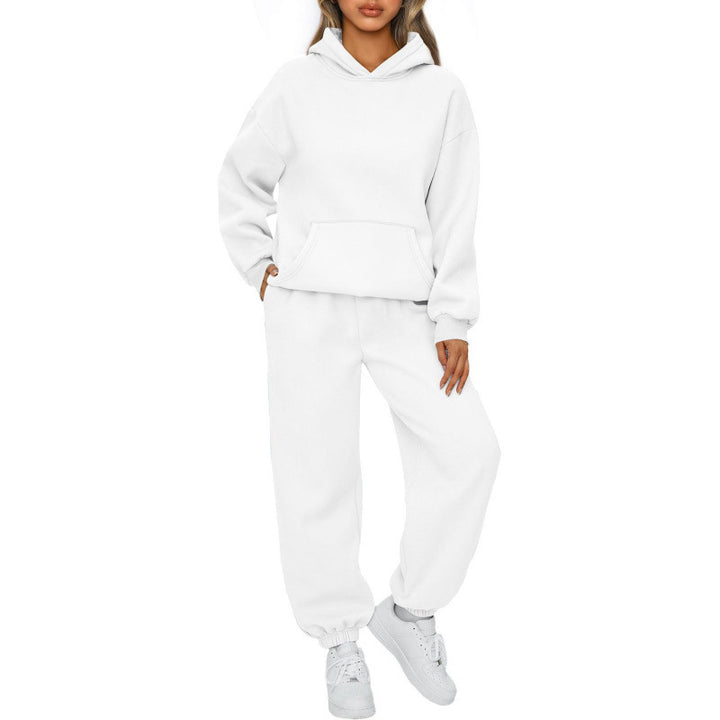 Damen nan Oversize Kapuzenpullover und Fleece Jogginghose Set mit Kängurutasche Drune