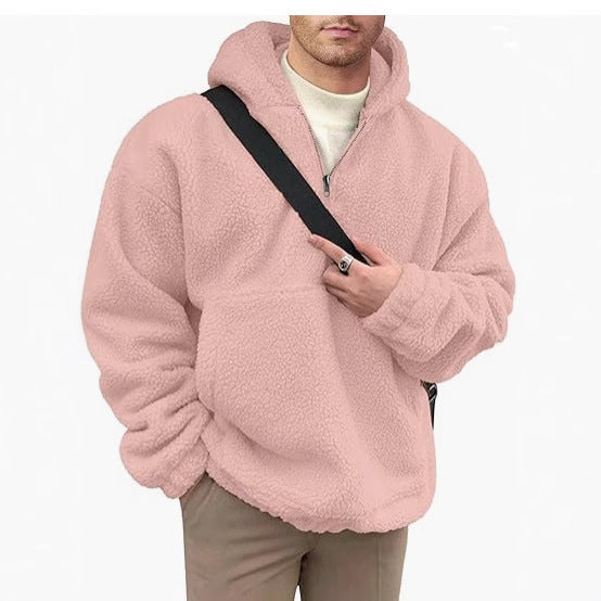 Herren kuscheliger Fleece-Pullover mit halbem Reißverschluss Drune