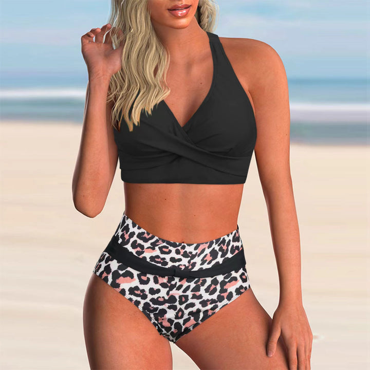 Damen Hochtailliertes Bikini-Set mit elegantem Wickeloberteil Drune