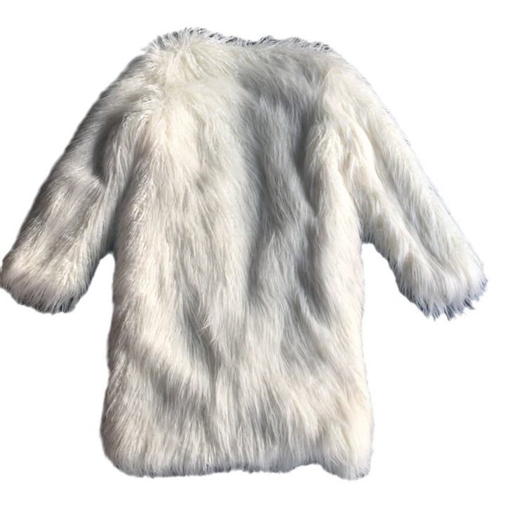Damen Fluffiger Langmantel mit rauem Fell Drune