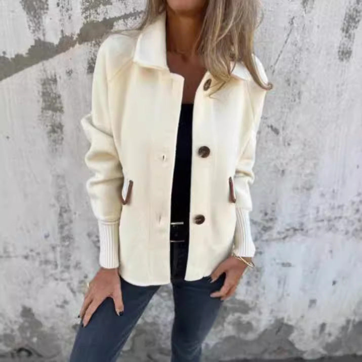 Damen gemütliche Cardigan-Jacke mit Knöpfen Drune