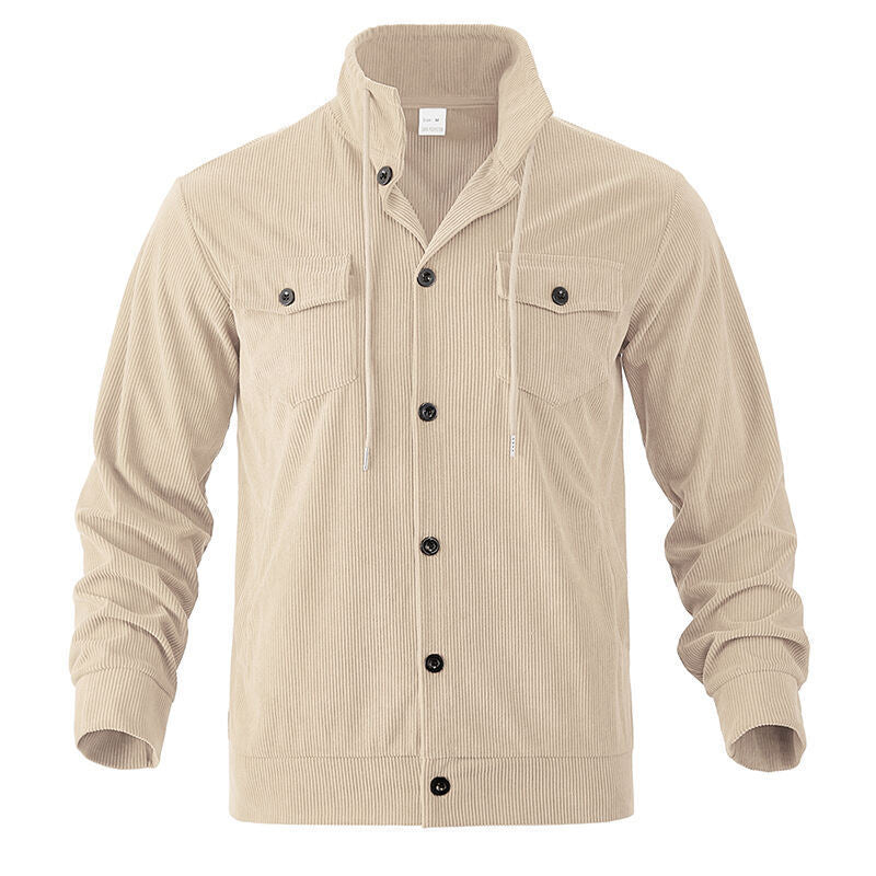 Herren gestreifte Utility-Jacke mit hochschließendem Kragen Drune