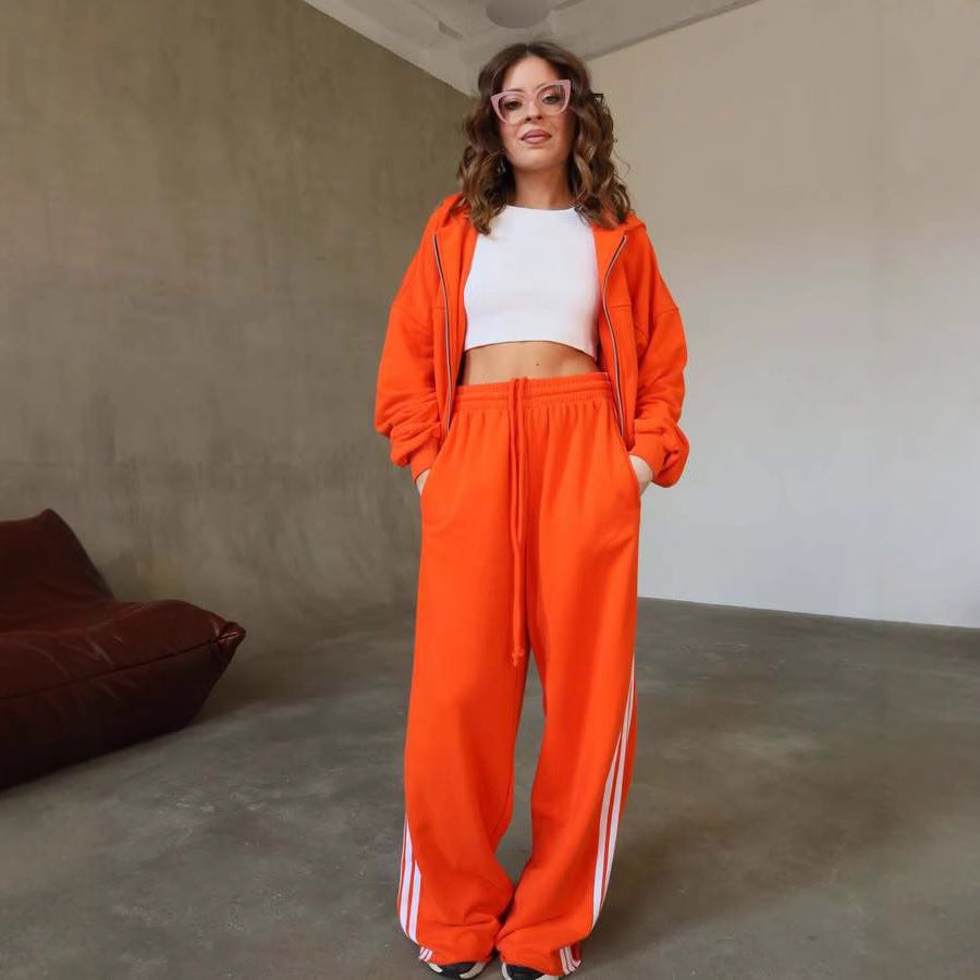 Damen Sportliches Lounge-Set mit cropped Hoodie und weitem Schnitt Drune