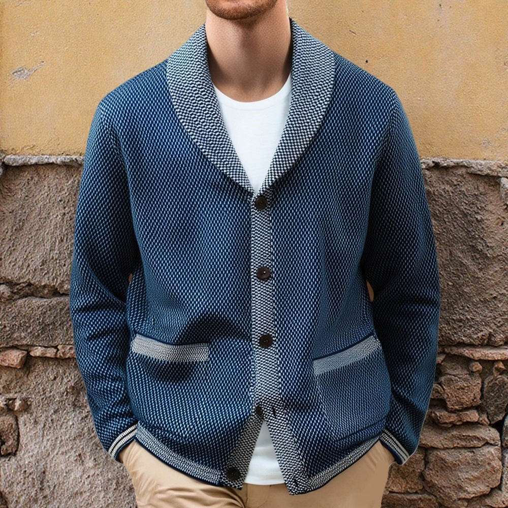 Herren Strickjacke mit eleganten Knopfdetails und breitem Schalkragen Drune