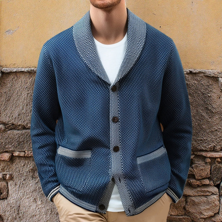 Herren Strickjacke mit eleganten Knopfdetails und breitem Schalkragen Drune
