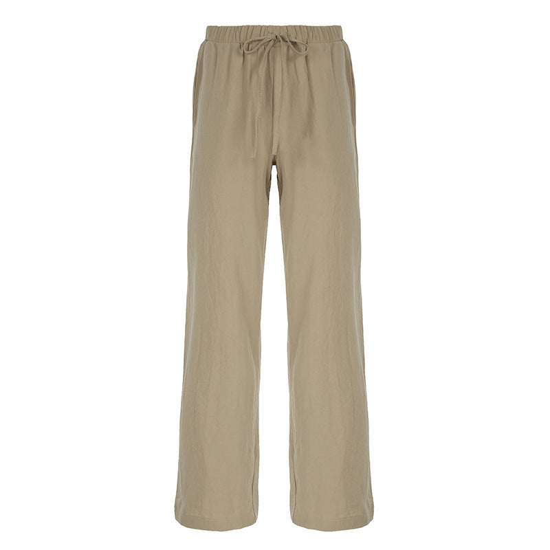 Damen weite Sommerhose mit verstellbarem Bund und praktischen Seitentaschen Drune