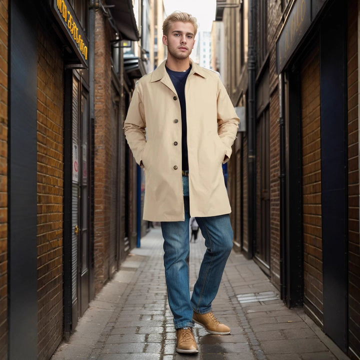 Herren lässige Übergangsjacke mit knopfbarem Kragen Drune