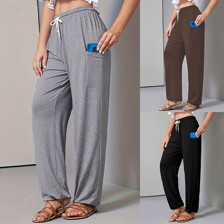 Damen Bequeme Freizeit-Hose mit praktischen Taschen und elastischem Bund Drune