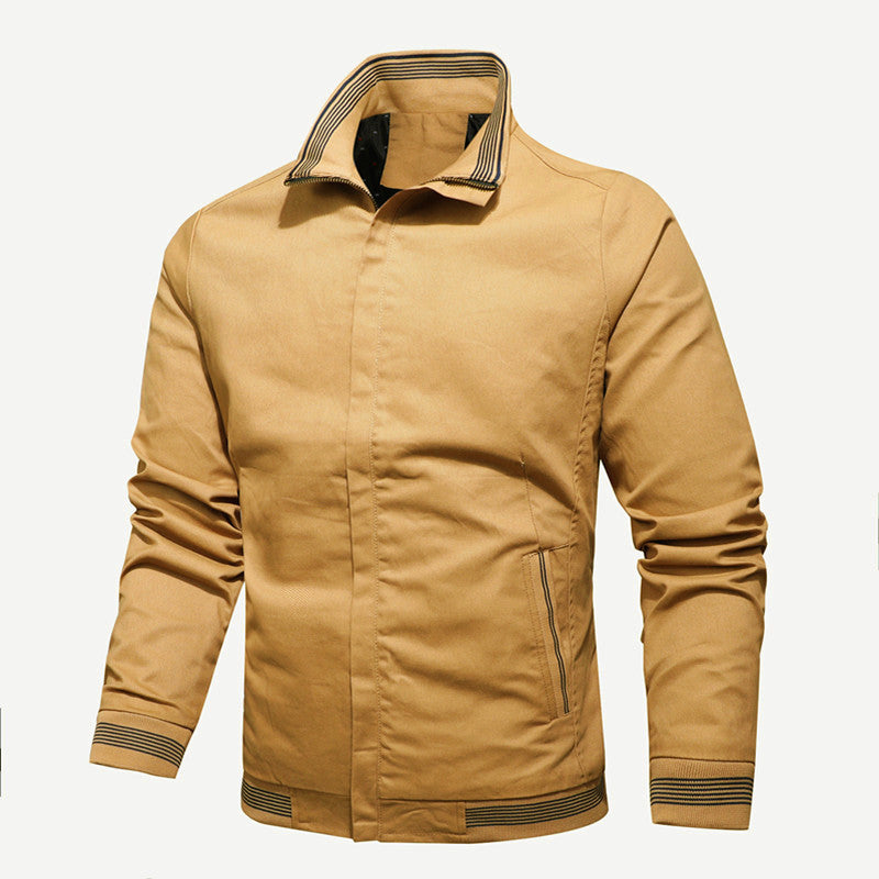 Herren nan sportlich-urbane Harrington-Jacke mit gestreiftem Stehkragen und verdeckter Druckknopfleiste Drune