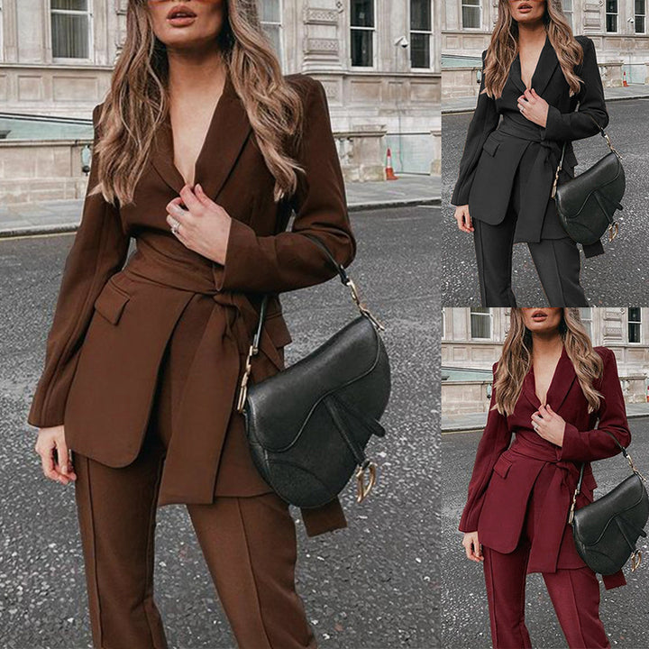 Damen Blazeranzug mit tailliertem Schnitt und elegantem Gürtel Drune