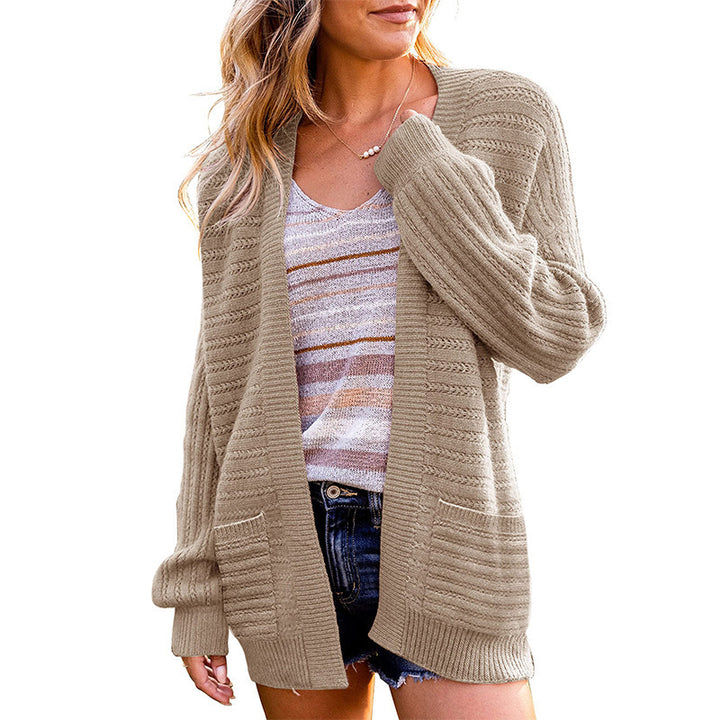 Damen Strickjacke mit strukturiertem Design und offenen Vorderteilen Drune
