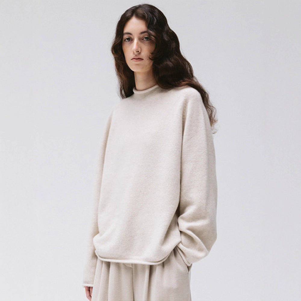 Damen hoch geschnittener komfortabler Strickpullover Drune