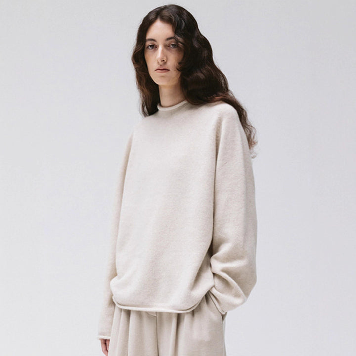 Damen hoch geschnittener komfortabler Strickpullover Drune