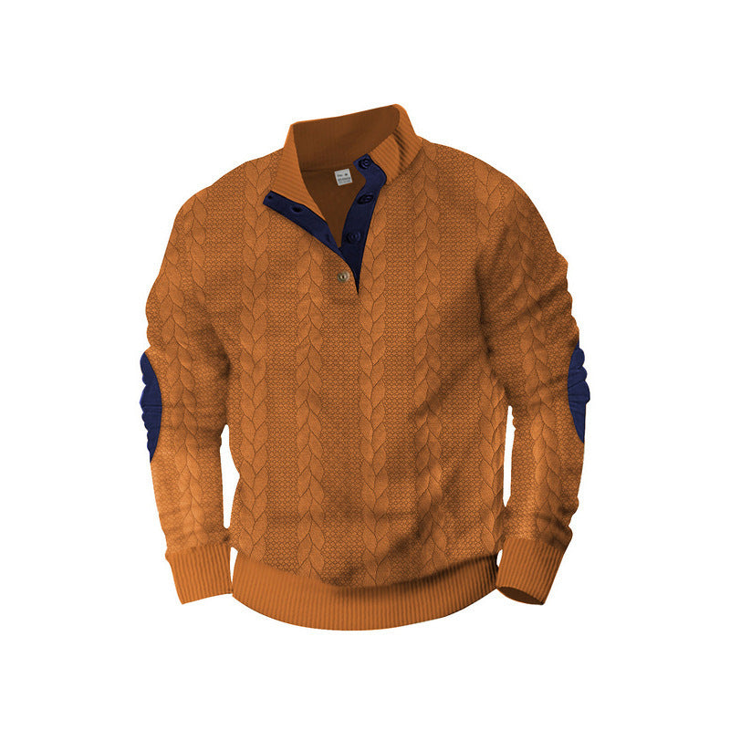 Herren Strickpullover mit modischem Stehkragen und kontrastierenden Knopfdetails Drune