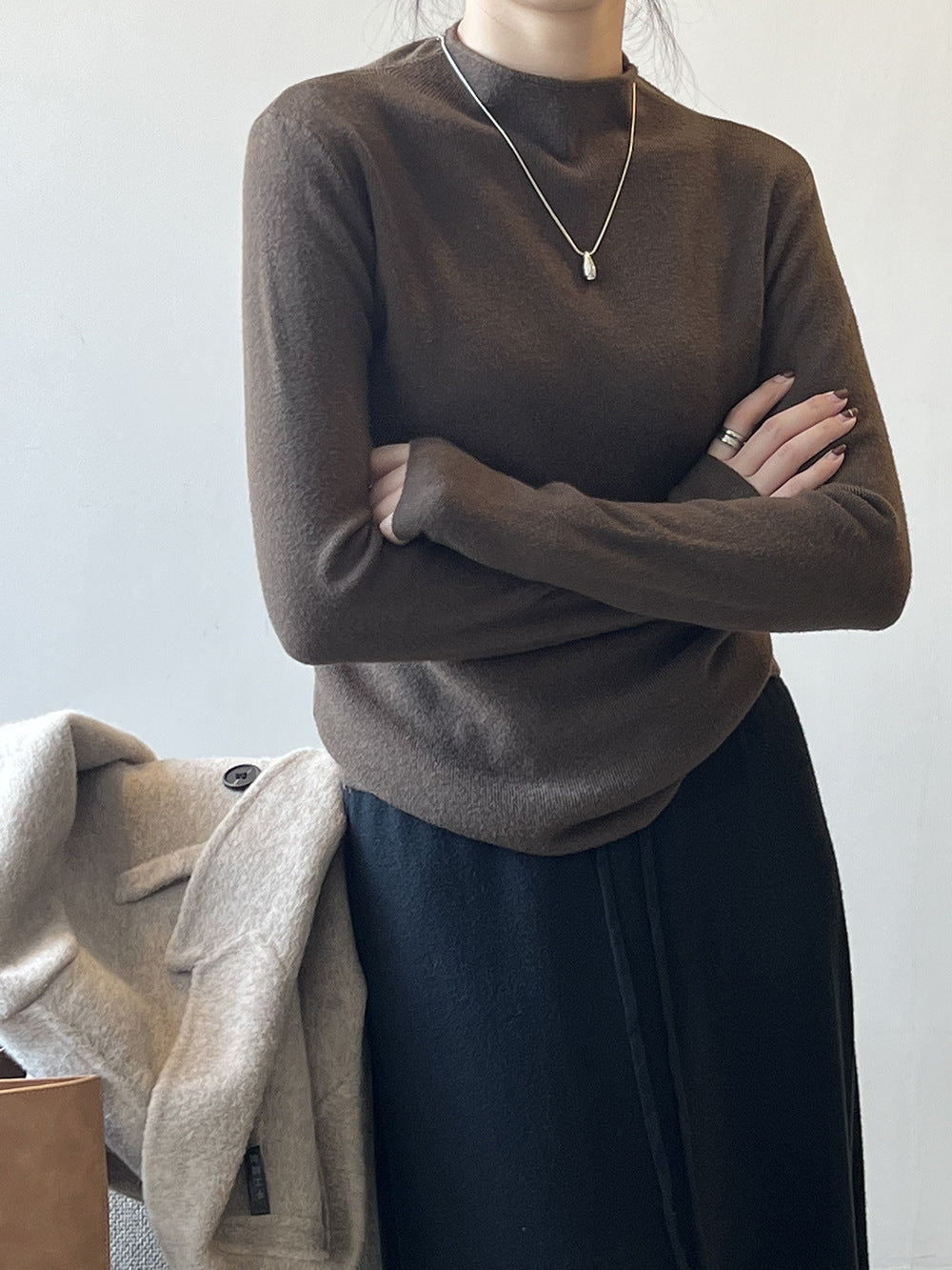 Drune Halbturtleneck gebürsteter Soft-Touch-Pullover