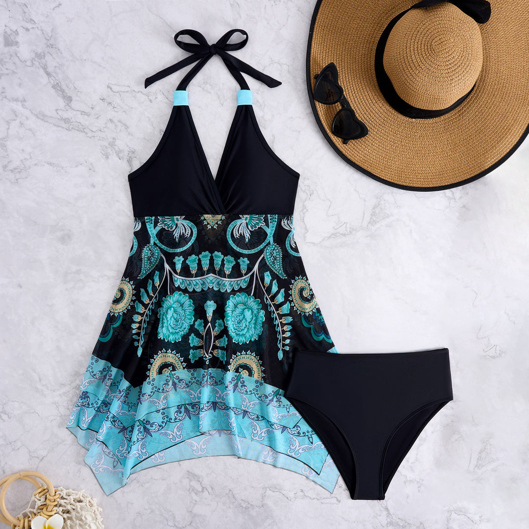 Damen Schwimmanzug mit verspieltem Wickeldesign und elegantem floralen Druck Drune