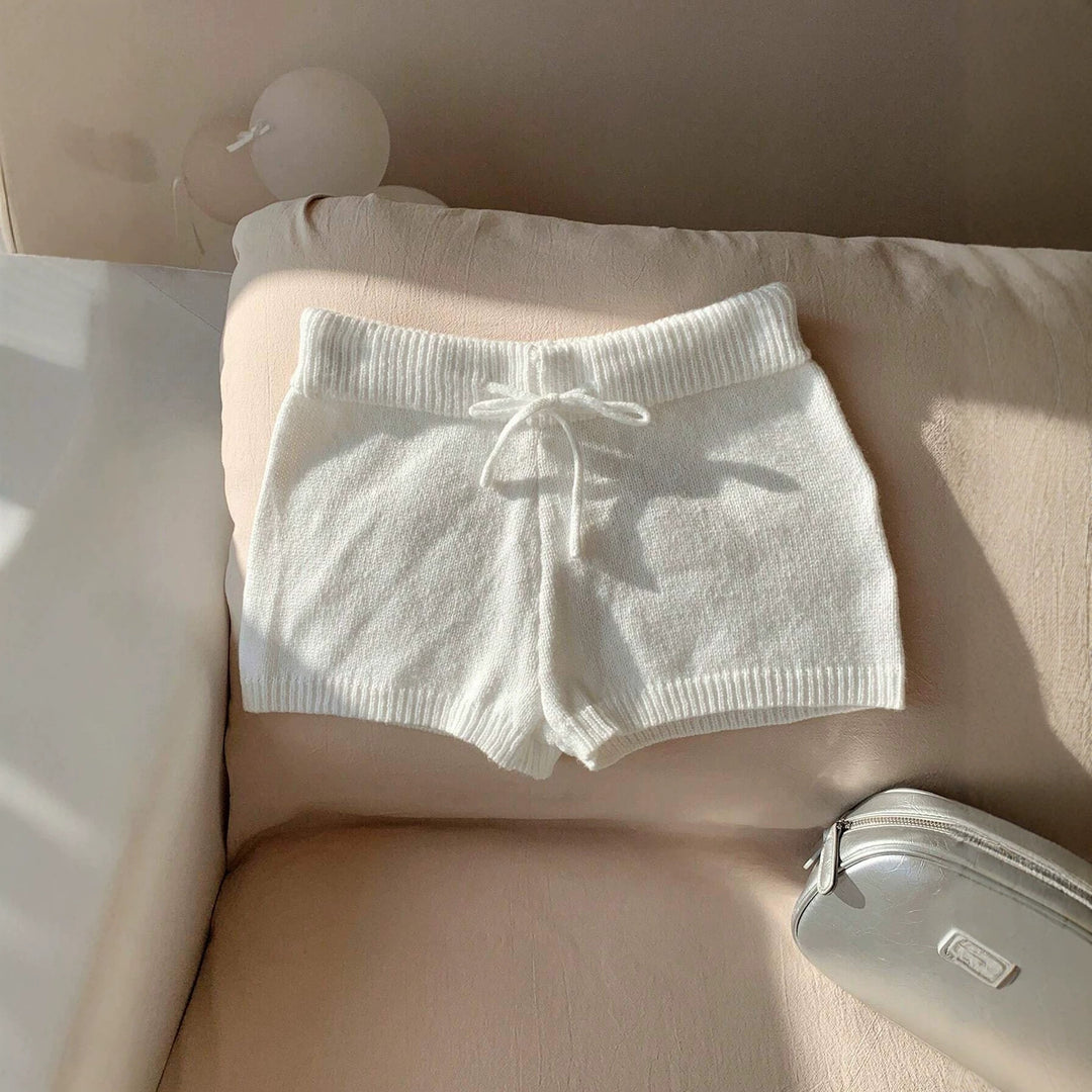 Damen weiche Strickshorts mit praktischem Kordelzug Drune