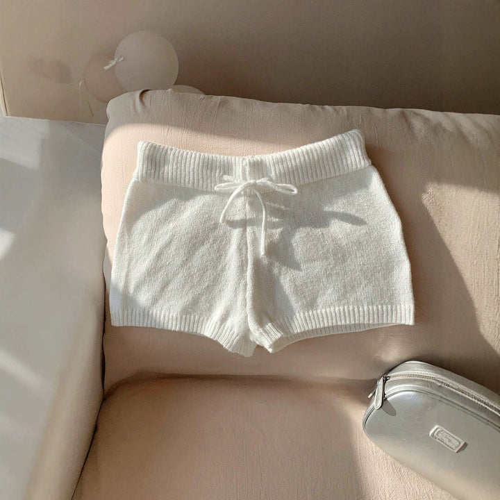 Damen weiche Strickshorts mit praktischem Kordelzug Drune
