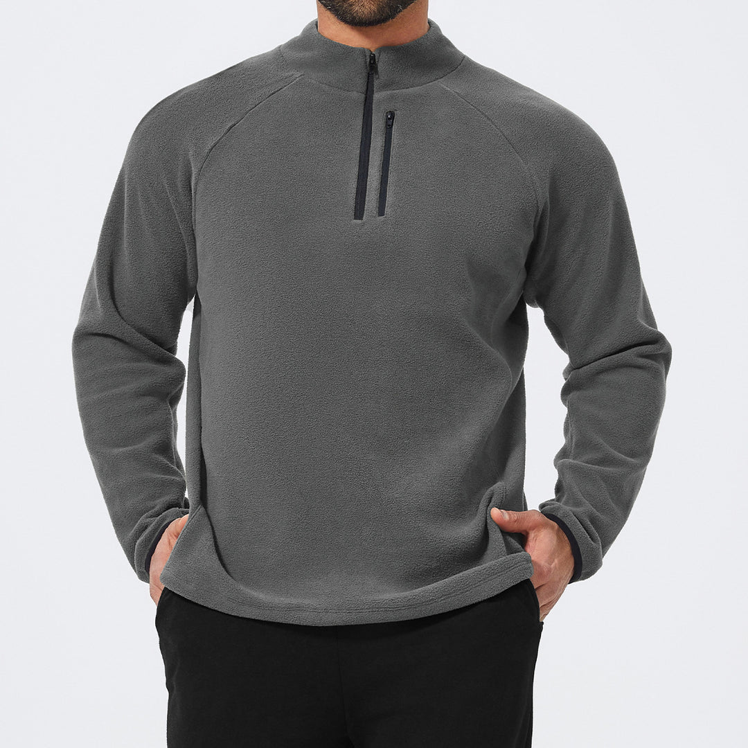 Herren Mikrofleece Pullover mit halbem Reißverschluss und Raglanärmeln Drune