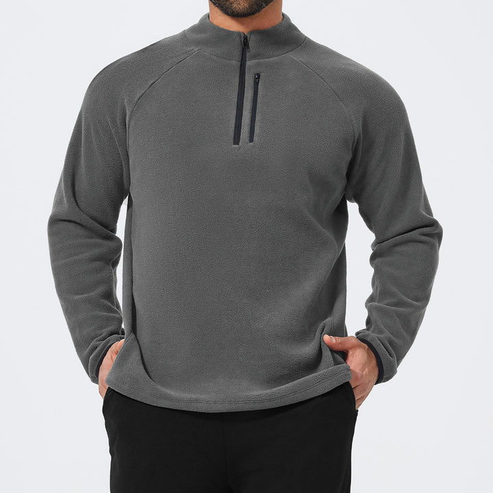 Herren Mikrofleece Pullover mit halbem Reißverschluss und Raglanärmeln Drune