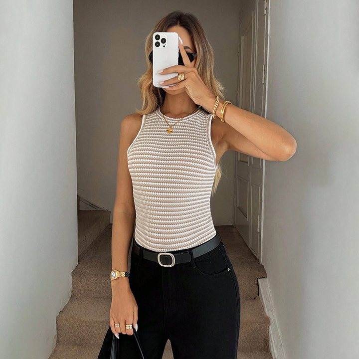 Damen figurbetontes Tank-Top mit strukturiertem Design und strategischem Ausschnitt Drune