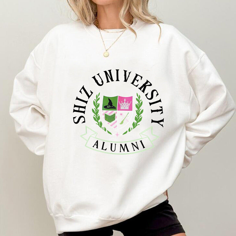 Damen Oversized Sweatshirt mit Universitätsemblem und lässigem Schnitt Drune