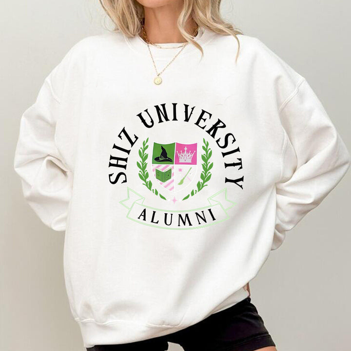 Damen Oversized Sweatshirt mit Universitätsemblem und lässigem Schnitt Drune