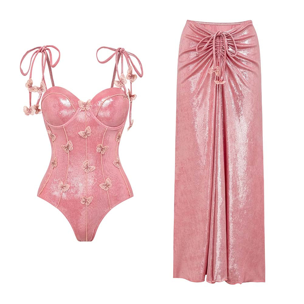 Damen Badeanzug mit off-shoulder Design und elegantem Rock Drune