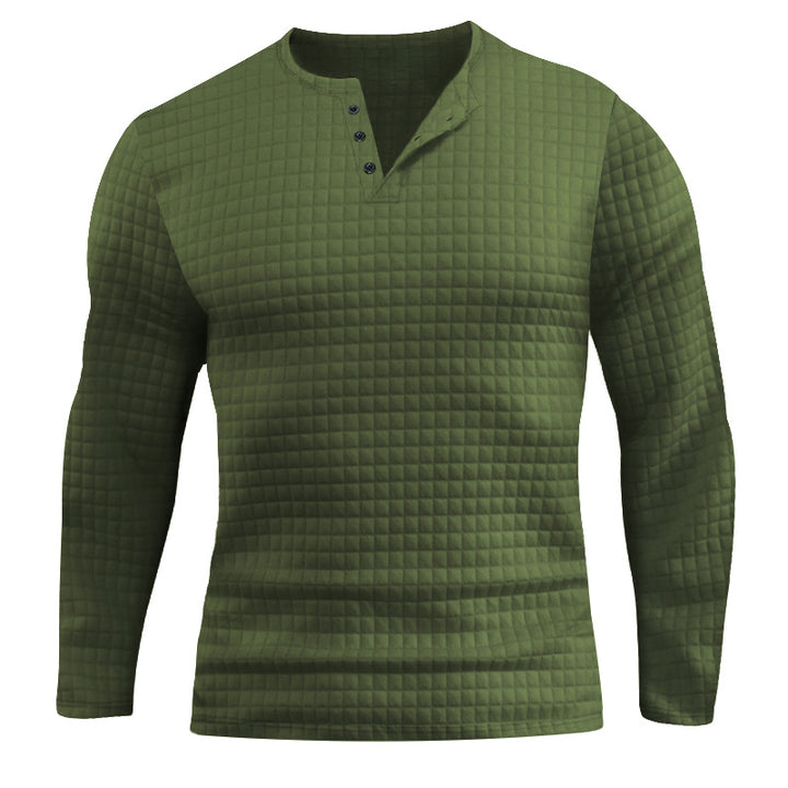 Herren Langarmshirt mit strukturiertem Design und modischem Knopfverschluss Drune